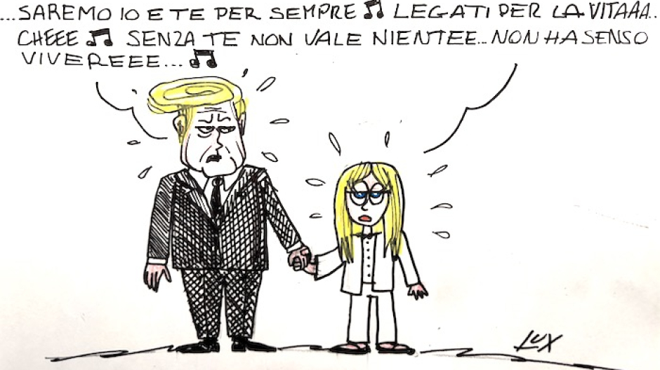 Trump e Meloni: amore e odio - La vignetta di Lux