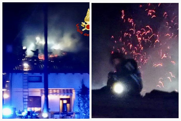 Incendio del tetto di una casa, alloggio inagibile. Nessun ferito